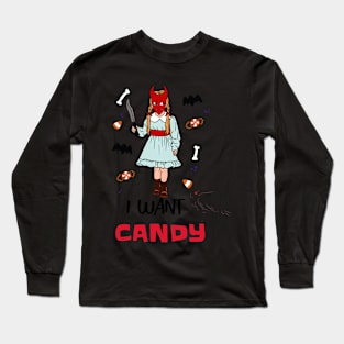 Little girl dressed in scary costume Long Sleeve T-Shirt